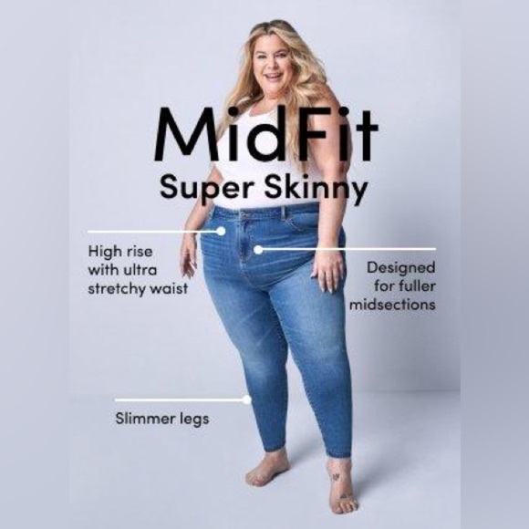 Torrid Medium Wash Midfit Super Skinny Jeans - New - Size 14 - Picture 3 of 6